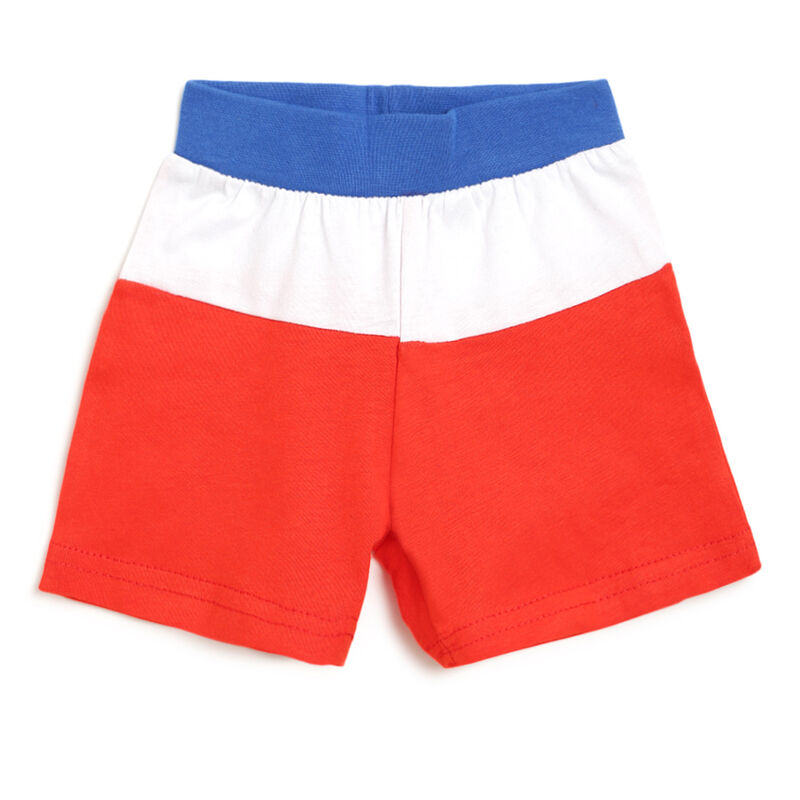 Boys White & Blue Printed 2 Pc Set T-shirt with Short Trousers image number null